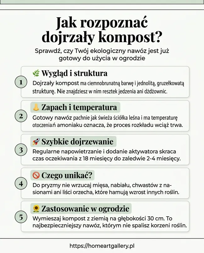 Jak rozpoznać dojrzały kompost? Infografika